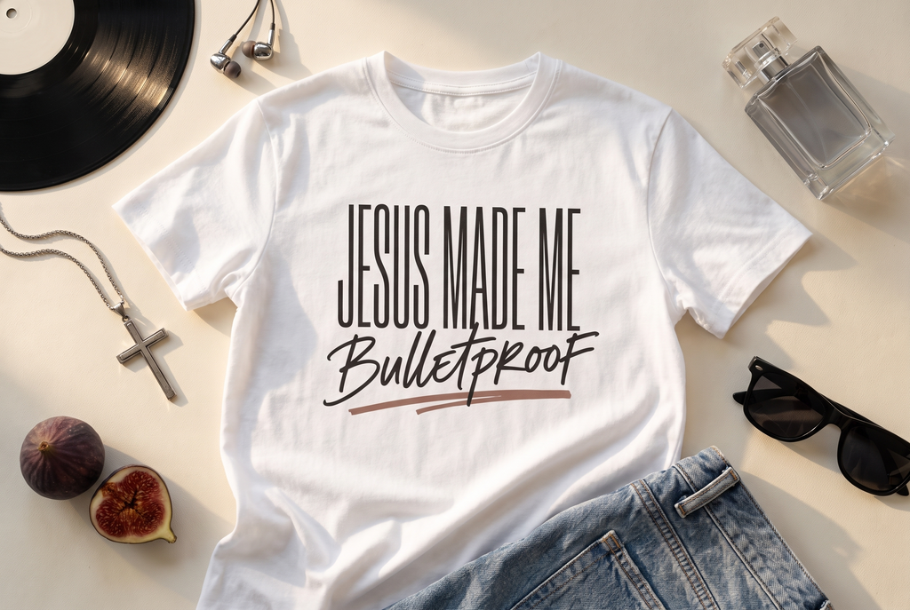 Jesus Made Me Bulletproof T-Shirt, Faith Shirt, Christian Gift, Inspirational Unisex Tee