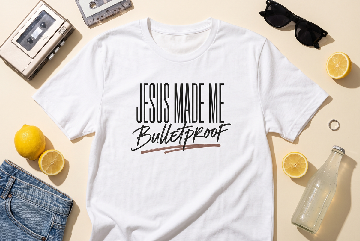 Jesus Made Me Bulletproof T-Shirt, Faith Shirt, Christian Gift, Inspirational Unisex Tee