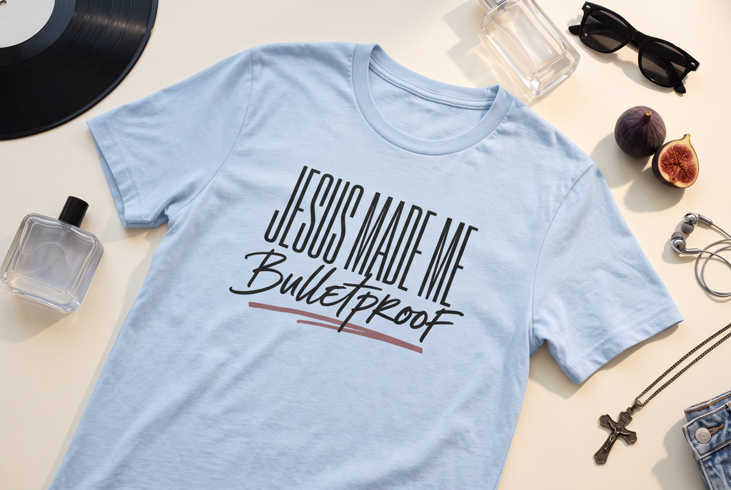 Jesus Made Me Bulletproof T-Shirt, Faith Shirt, Christian Gift, Inspirational Unisex Tee