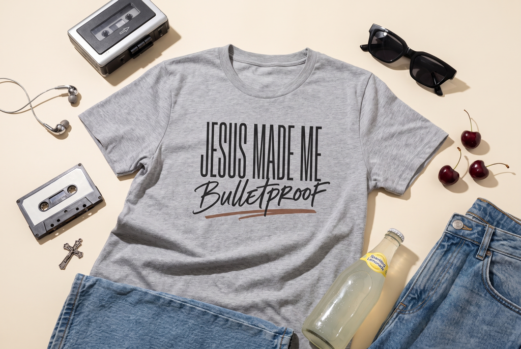Jesus Made Me Bulletproof T-Shirt, Faith Shirt, Christian Gift, Inspirational Unisex Tee