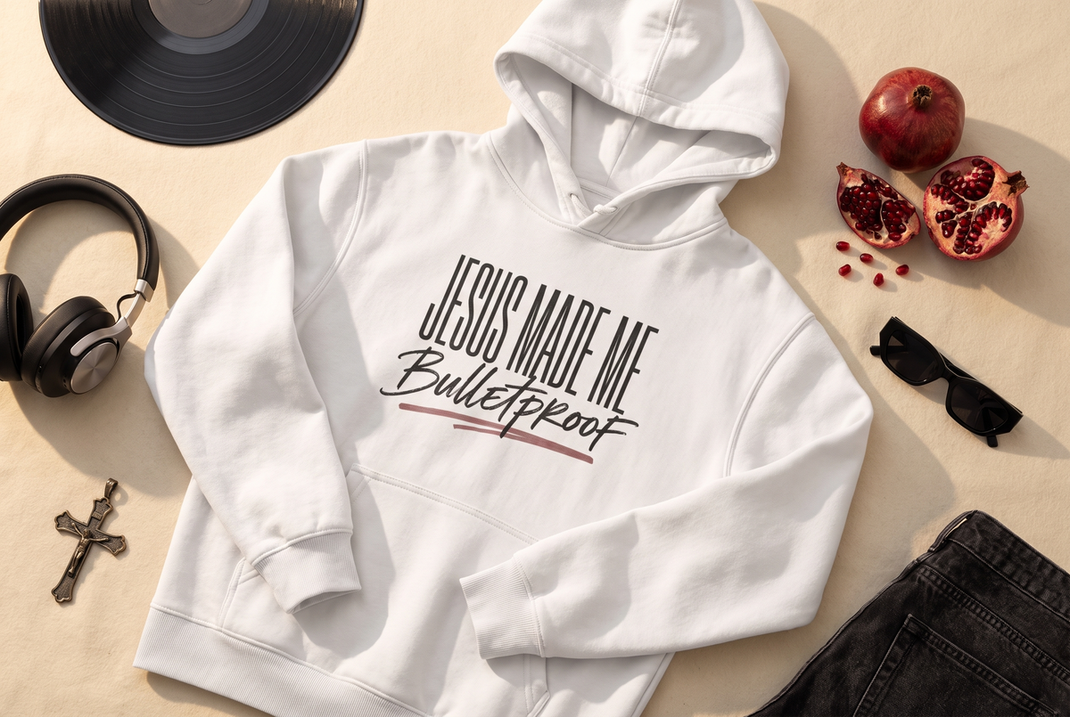 Jesus Made Me Bulletproof Hoodie, Faith Based Sweatshirt, Christian Gift, Inspirational Hoodie