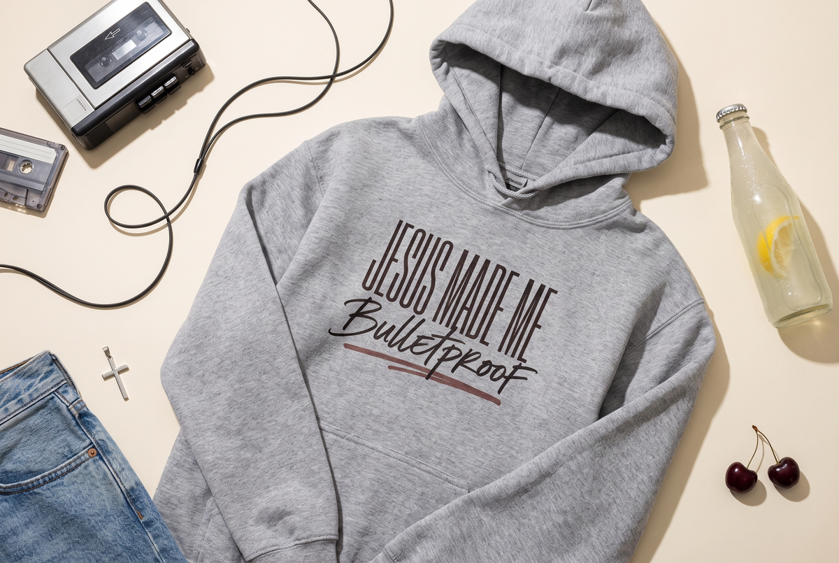 Jesus Made Me Bulletproof Hoodie, Faith Based Sweatshirt, Christian Gift, Inspirational Hoodie