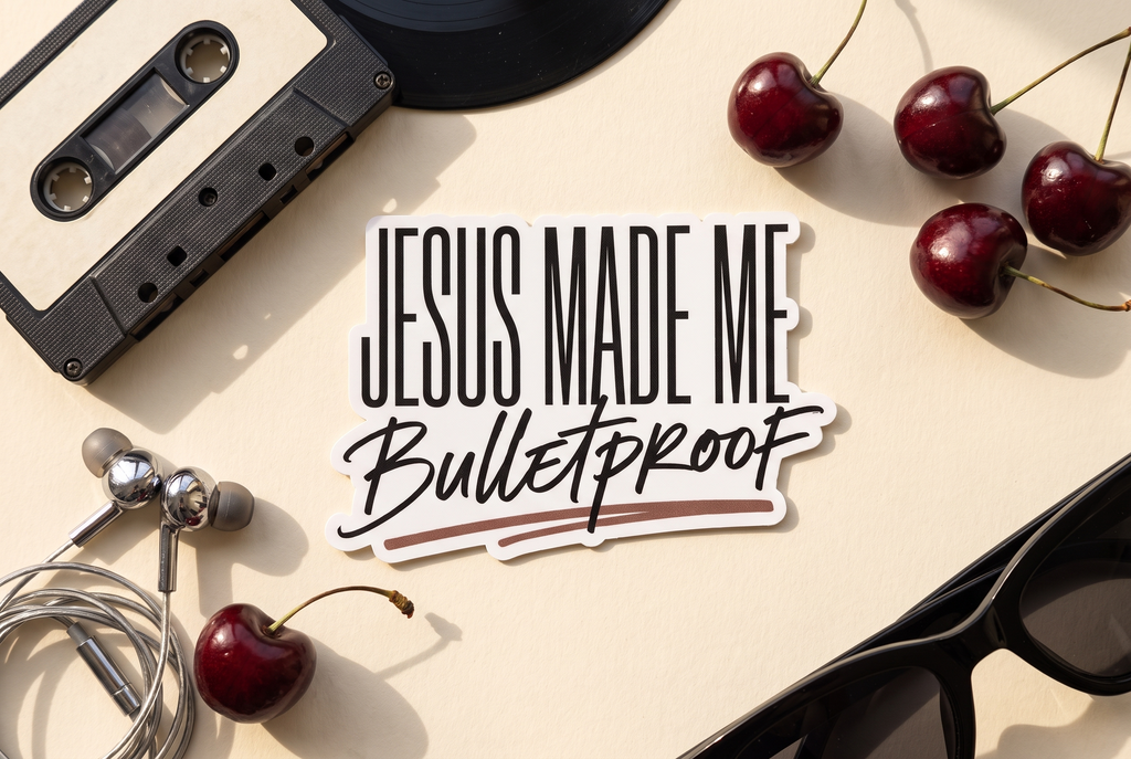 Jesus Made Me Bulletproof Sticker | Inspirational Christian Gift